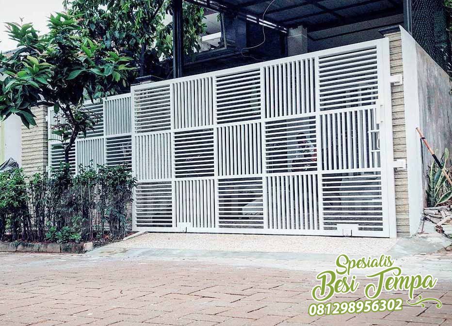 Pagar Besi Hollow Minimalis Warna Putih Modern 2