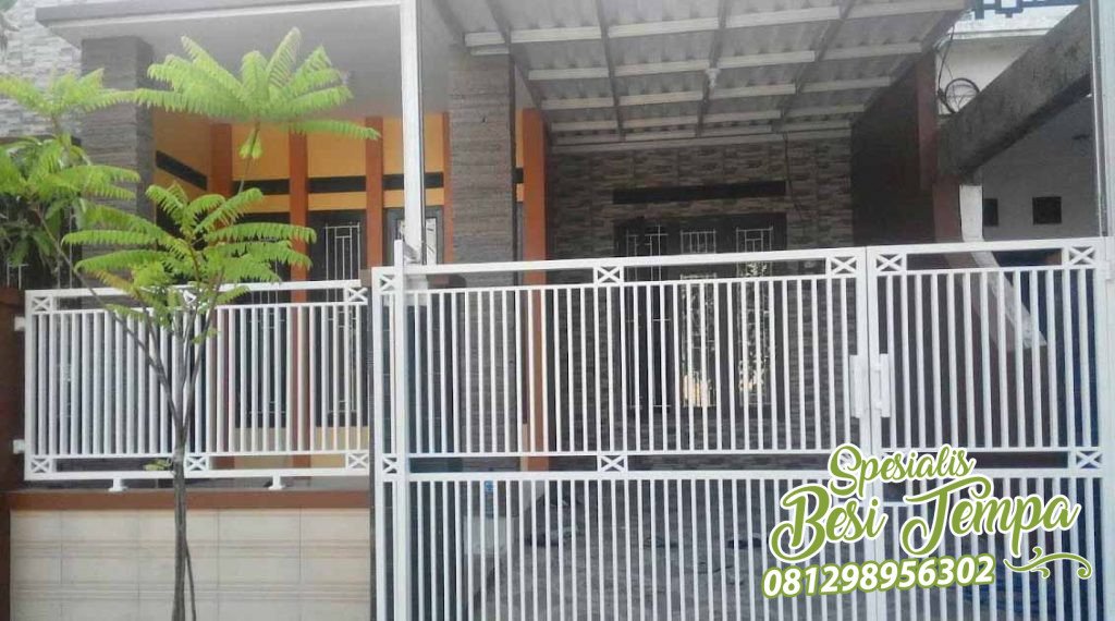Pagar Besi Hollow Minimalis Warna Putih Modern 5
