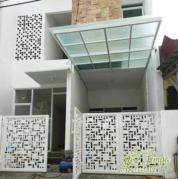 Pagar Besi Minimalis Laser Cuting Warna Putih 2